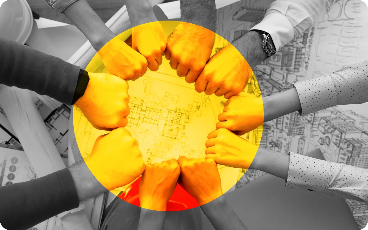 Construction professionals collaborating